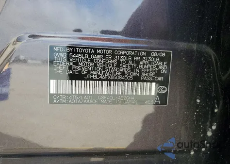 2008 Lexus Ls 460 Base from USA, damaged, VIN JTHBL46FX85084005